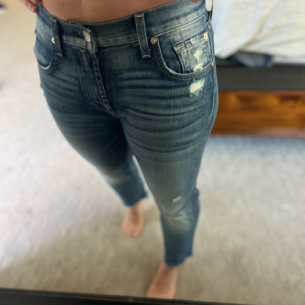 7/8 ankle frayed 7 for all mankind jeans